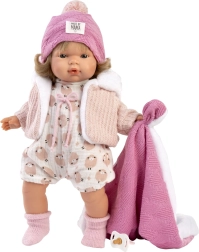 Muñeca realista Llorens Lola con sonidos y cuerpo blando de tela, 38 cm