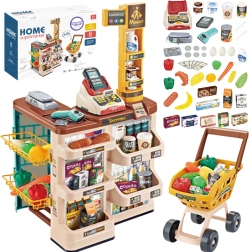 Supermercado infantil Woopie con carrito, caja registradora, escáner y 48 accesorios