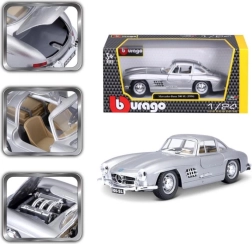 Modelo metálico BBURAGO 1:24 MERCEDES-BENZ 300 SL plateado