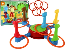 Juego infantil de habilidad: lanzamiento de aros con dinosaurios