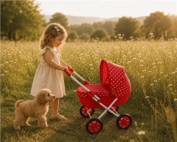 Cochecito infantil para muñecas New Baby Anička rojo