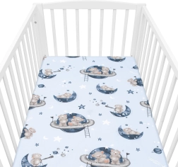 Sábana bajera de algodón para cuna NEW BABY Teddy Bear in Space 120 × 60 cm