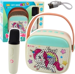 Set de karaoke para niños con unicornio y micrófono Bluetooth