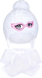 Gorro infantil de invierno de punto con bufanda New Baby blanco (3–4 años)