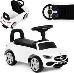 Correpasillos infantil estilo Mercedes Clase C, volante interactivo, sonidos, blanco