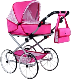 Cochecito retro infantil para muñecas 2 en 1 New Baby Natálka rosa