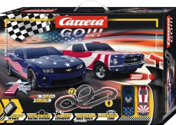 Pista de carreras Carrera GO Street Legends 1:43 con looping y muscle cars americanos