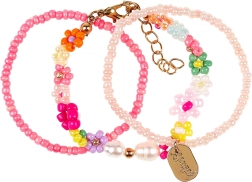 Pulseras con motivo floral rosas - 3 uds
