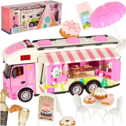 Autocaravana rosa teledirigida con accesorios