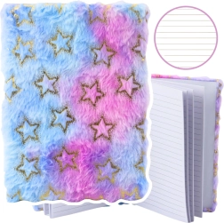 Cuaderno de felpa con motivo de estrellas doradas en colores pastel A5