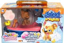 Set de baño interactivo con perrito corgi – blanco y amarillo