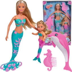 Steffi Love Mermaid Friends – set de muñecas sirenas Steffi y Evi con delfín y peine