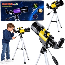 Telescopio astronómico infantil con trípode, 70 mm y aumento de hasta 150×