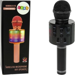 Micrófono karaoke inalámbrico con altavoz y luces LED, negro