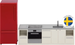 Set de cocina básico para casa de muñecas con nevera Lundby