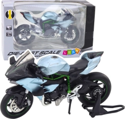 Motocicleta deportiva metálica con luces y sonidos 1:12 plateada