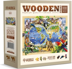 Puzzle de madera mapa del mundo de animales 1010 piezas WOODEN CITY