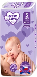 Pañales desechables infantiles New Love Premium Comfort MIDI 4–9 kg, 48 uds.