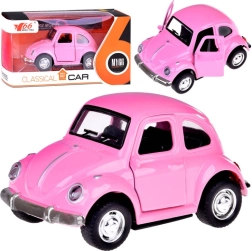 Cochecito retro de metal con puertas abatibles, luces y sonidos – rosa