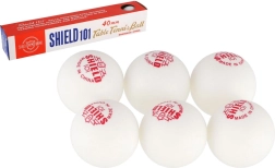 Bolas de tenis de mesa SHIELD blancas sin costuras de 40 mm, 6 unidades en caja