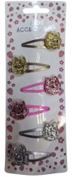 Pink set de pinzas para el pelo con purpurina con gatitos, 6 uds.