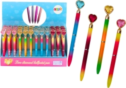 Bolígrafo con corazón de diamante, tinta azul 0,7 mm – mix de colores