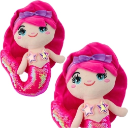 Sirena de peluche con cola de lentejuelas en rosa intenso 28 cm