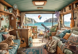 Puzzle Bluebird camping en la costa 1000 piezas