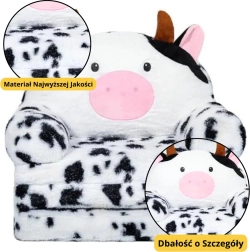 Sillón infantil desplegable Vaca de 3 niveles blanco y negro