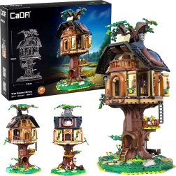 Set de construcción CADA Tree House Library – biblioteca en una casa del árbol con luces LED, 1808 piezas