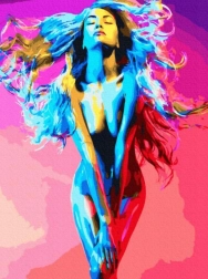 Pintura con diamantes – mujer bañada en colores 30 × 40 cm