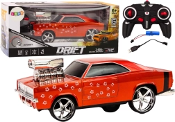 Coche RC de drift 1:18 con giro de 360°, luces y sonidos – rojo