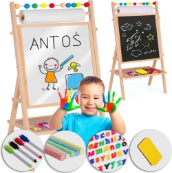 Pizarra infantil giratoria magnética y de tiza con rollo de papel RICOKIDS