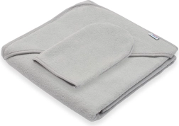 Toalla infantil de rizo con capucha New Baby Basic 80 × 80 cm gris