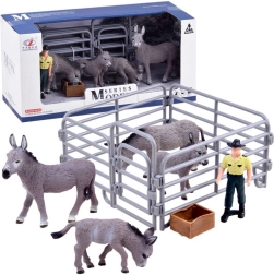 Serie animales de granja – set de cabras con corral, figuras – Burro