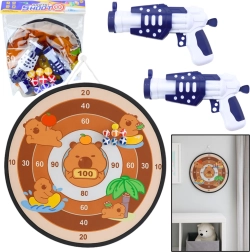 Juego infantil de tiro al blanco con capibaras: pistolas y pelotas con velcro 73,5 cm