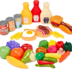 Alimentos de plástico para cocina infantil – gran set de 44 piezas CASDON