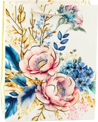 Bolsa de regalo con flores y elementos dorados