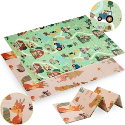 Alfombra de espuma HUMBI plegable y de doble cara 120 × 180 cm – bosque y pueblo, XPE