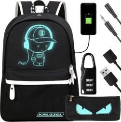 Mochila impermeable con USB y motivo luminoso KRUZZEL 19 l