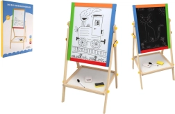 Pizarra infantil magnética de madera de doble cara, blanco y negro 35 × 43 cm con accesorios