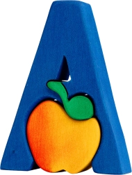 Fauna abecedario letra A – manzana rompecabezas de encaje de madera