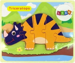 Puzle de madera de dinosaurios – triceratops o anquilosaurio, naranja