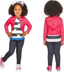 Disfraz infantil Casa de Muñecas de Gabby – top y diadema con orejitas de gato (110–116 cm, 5–6 años)