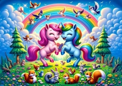 Puzzle Unicornios con arcoíris 25 piezas