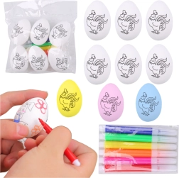 Huevos de poliestireno para pintar en Pascua con rotuladores, gallo – 6 uds
