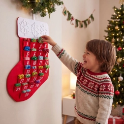 Calendario de Adviento navideño con forma de bota de Papá Noel, 59 × 36 cm