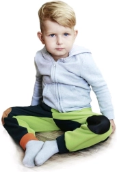 Pantalones infantiles de forro polar con rodilleras de cuero frambuesa–antracita