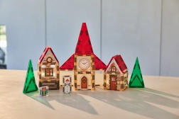 Cleverclixx set de construcción magnético calendario de adviento Aldea navideña – 46 piezas