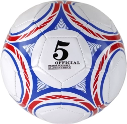 Balón de fútbol tamaño 5 blanco con diseño azul-rojo